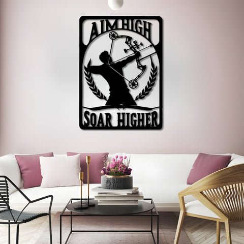 Aim High Soar Higher Archery Metal Wall Art