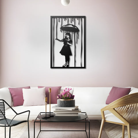 Banksy Umbrella Girl Metal Wall Art