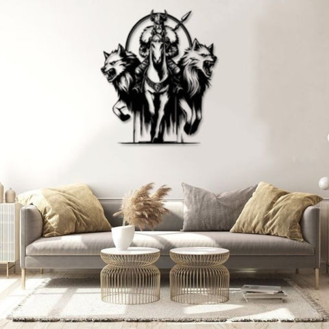 Viking and Wolves Metal Wall Art