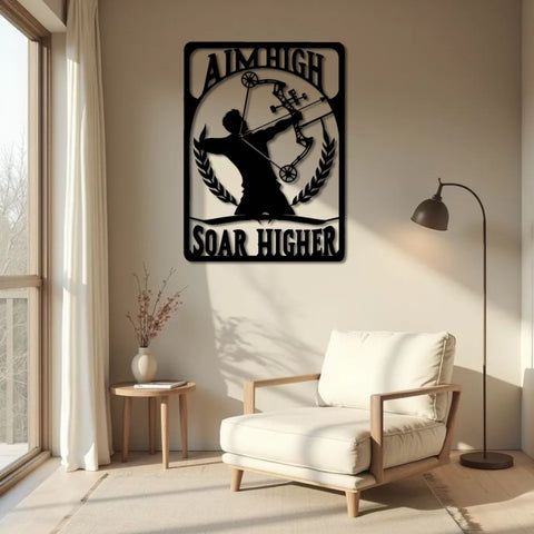 Aim High Soar Higher Archery Metal Wall Art