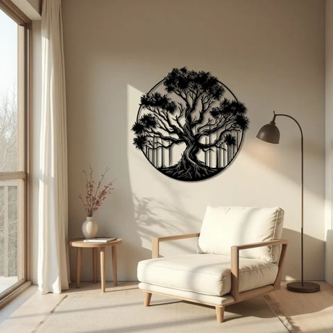 Stunning Circular Tree Metal Wall Art