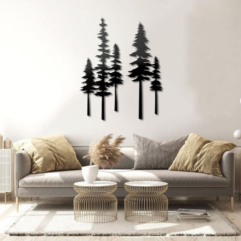 Set of 2 Pine Trees Metal Wall Art