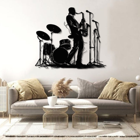 Sax Player Metal Wall Art