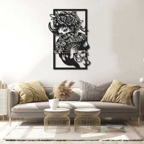 Elegant Geisha Silhouette Metal Wall Art