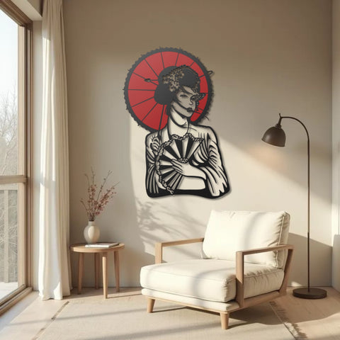 Japanese Geisha Metal Wall Art