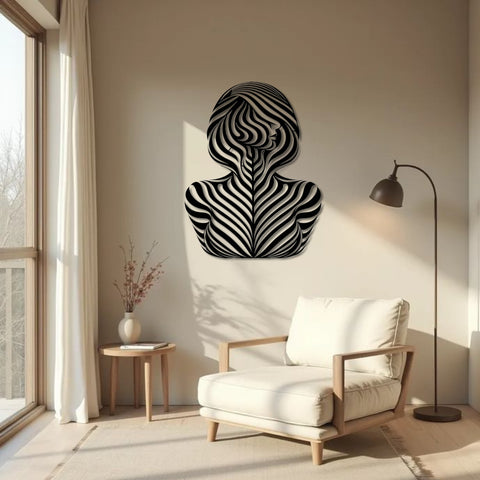Woman Body Illusion Metal Wall Art
