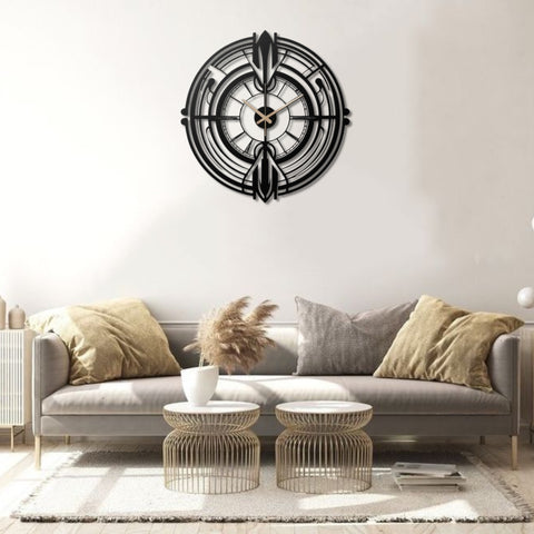 Geometric Black Metal Wall Clock