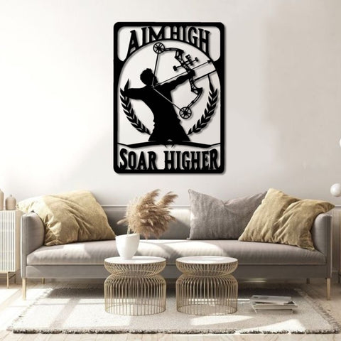 Aim High Soar Higher Archery Metal Wall Art