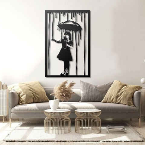 Banksy Umbrella Girl Metal Wall Art