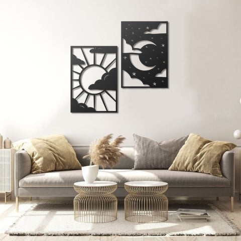 Sun and Moon Metal Wall Art Decor