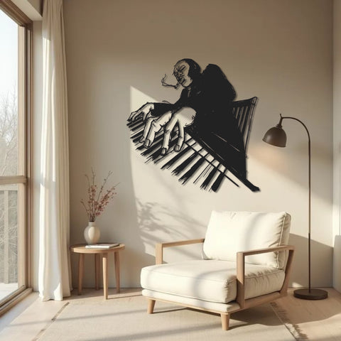 Cool Jazz Pianist Metal Wall Art