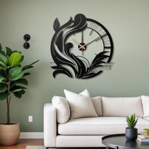 Art Nouveau Floral Metal Wall Clock