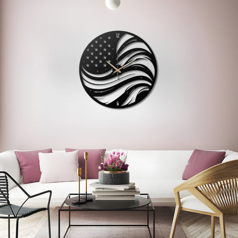 American Flag Metal Wall Clock
