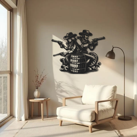 Cowboys Back To Back Metal Wall Art