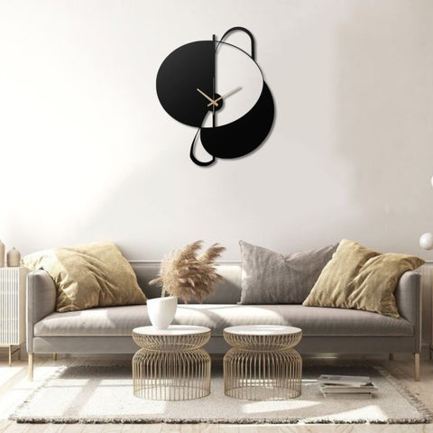 Black and White Geometric Metal Wall Clock