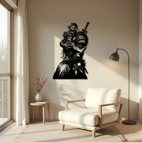 Warrior's Embrace Viking Metal Wall Art