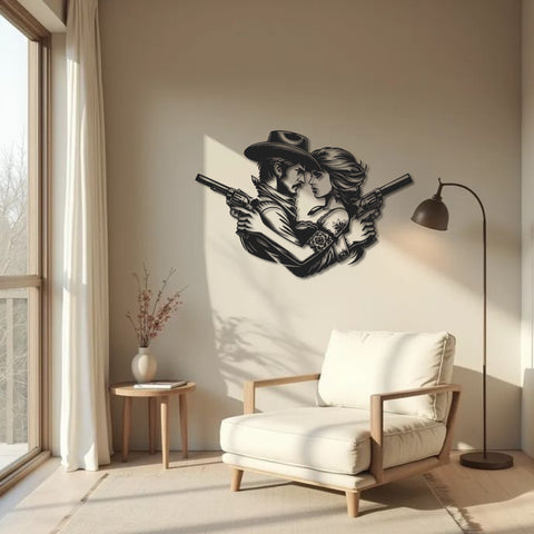 Cowboy & Cowgirl Romance Metal Wall Art