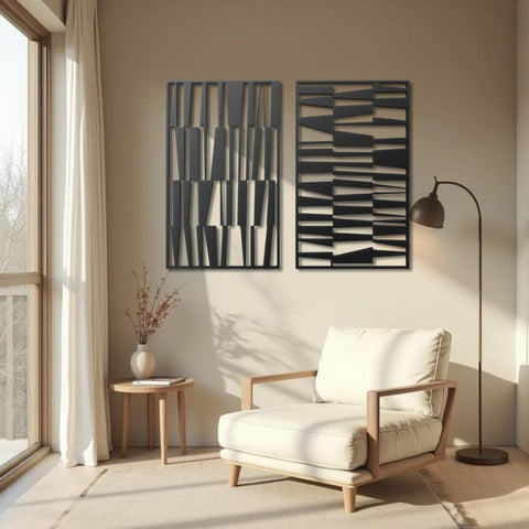 Set of 2 Mid Century Modern Metal Wall Art