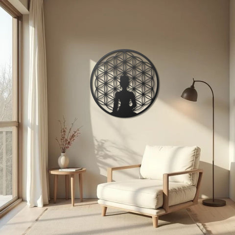 Buddha Life Of Flower Metal Wall Art Decor