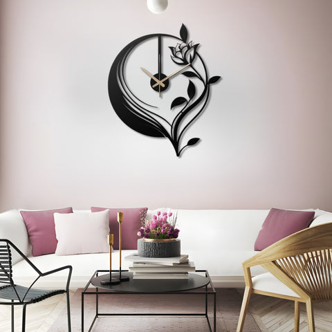 Black Large Metal Wall Clock