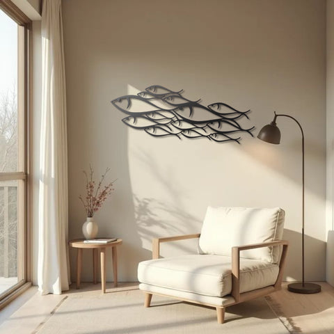 Fish Family Metal Wall Art Decor