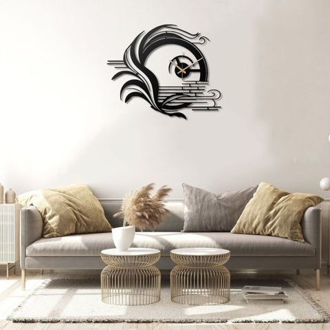 Modern Abstract Black Metal Wall Clock
