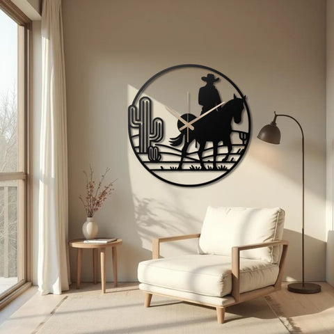 Western Cowboy Metal Wall Clock