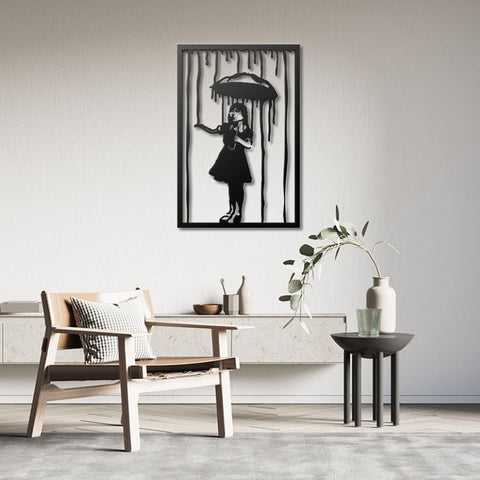 Banksy Umbrella Girl Metal Wall Art