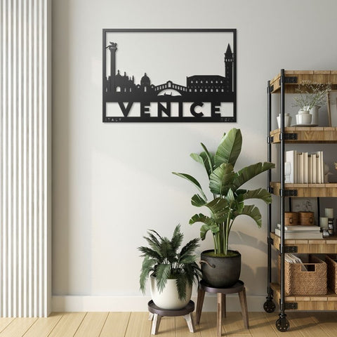 Venice City Silhouette Metal Wall Art Decor