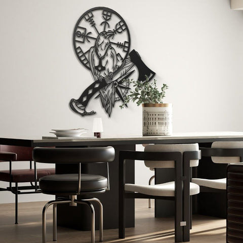 Crow & Vegvisir Metal Wall Art