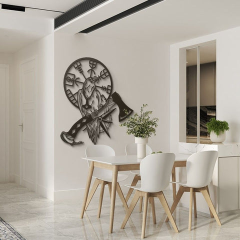 Crow & Vegvisir Metal Wall Art