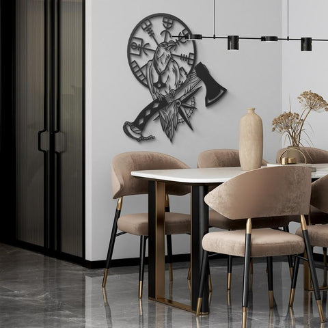 Crow & Vegvisir Metal Wall Art