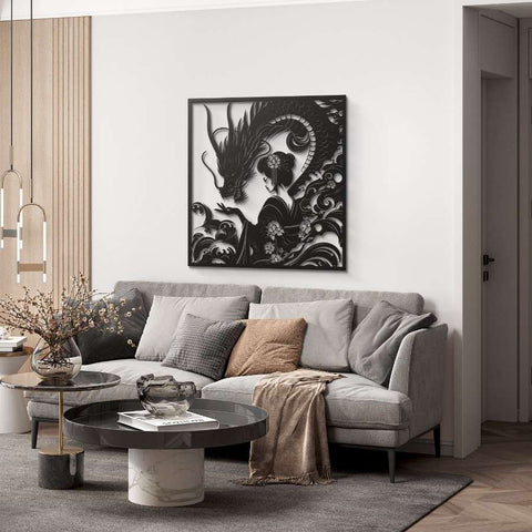 Geisha & Dragon Metal Wall Art