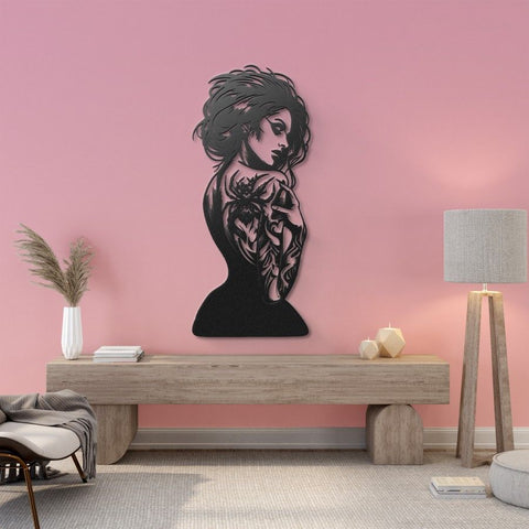 Charming Gothic Woman Metal Wall Art