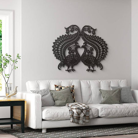 Double Peacock Metal Wall Art Decor