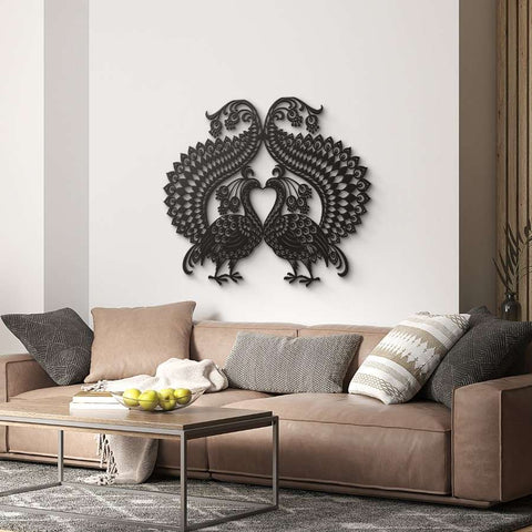 Double Peacock Metal Wall Art Decor