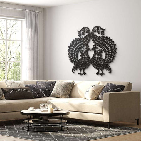 Double Peacock Metal Wall Art Decor