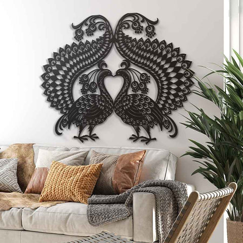 Double Peacock Metal Wall Art Decor