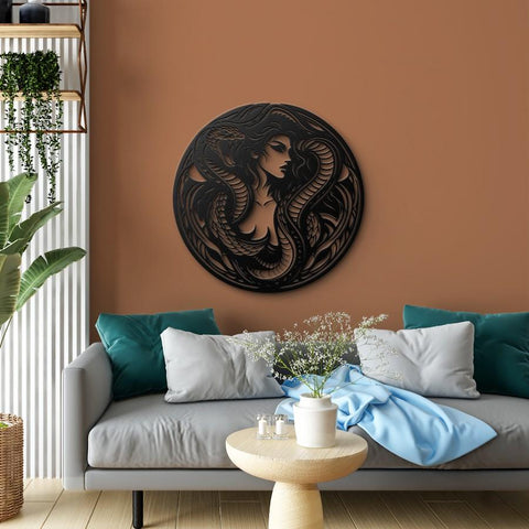 Gothic Snake Woman Metal Wall Art