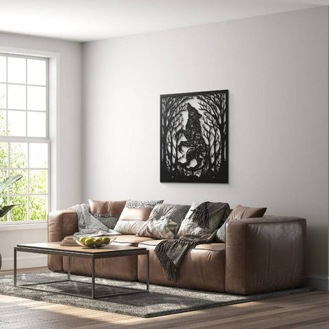 Wolf & Tree Metal Wall Art