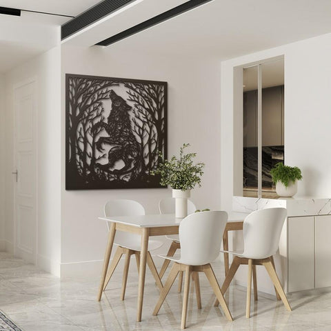 Wolf & Tree Metal Wall Art