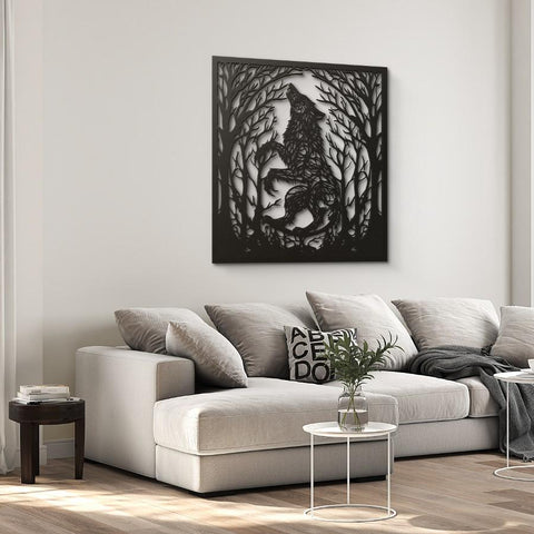 Wolf & Tree Metal Wall Art