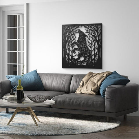 Wolf & Tree Metal Wall Art
