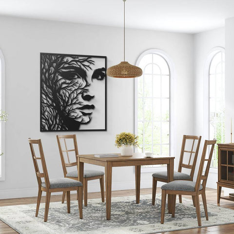 Woman with Tree Branches Hair Metal Wall Art