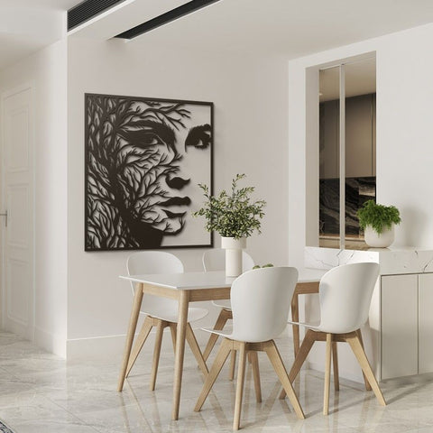 Woman with Tree Branches Hair Metal Wall Art