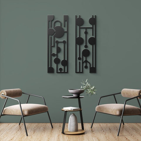 Elegant Mid Century Metal Wall Art Set Of 2