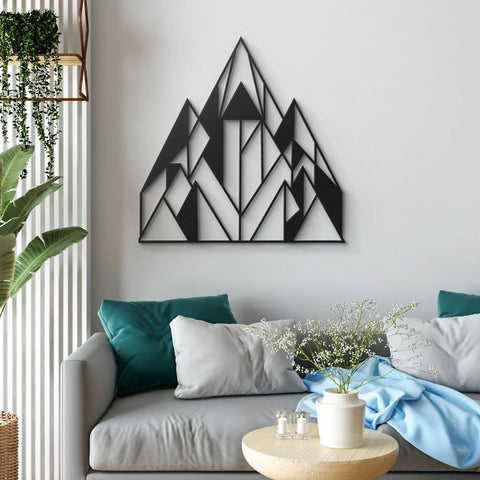 Minimalist Black Line Mountain Metal Wall Art