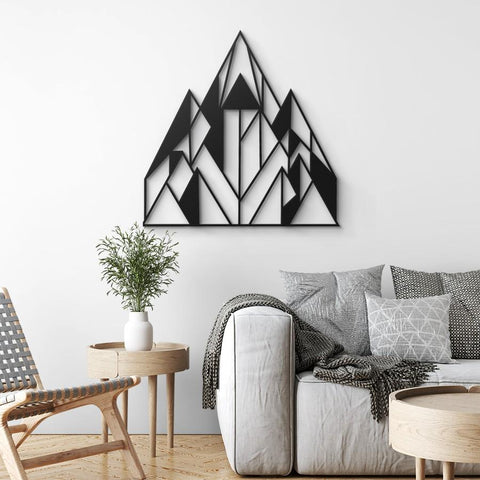 Minimalist Black Line Mountain Metal Wall Art