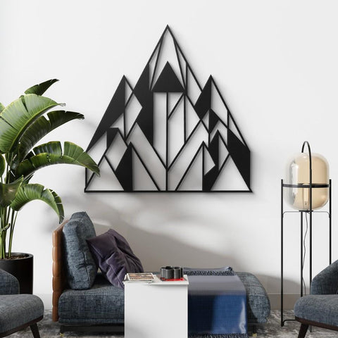 Minimalist Black Line Mountain Metal Wall Art