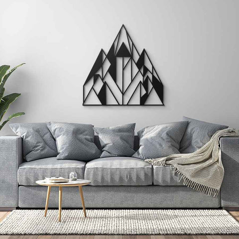 Minimalist Black Line Mountain Metal Wall Art